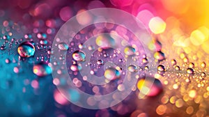 Water drops multicolor abstract background, many water bubbles beautiful wallpaper