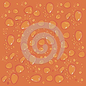 Water drops on orange background. colored vector illustration