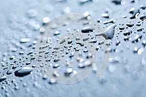 Water drops on pane, close up