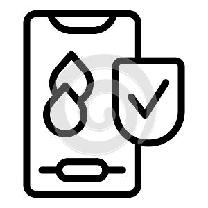 Water drops protective mobile screen icon outline vector