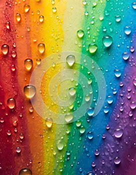 Water drops on rainbow surface