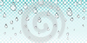 Water drops realistic isolated on transparent background. Vector illustration. EPS 10.