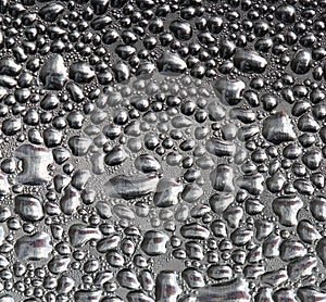 Water Drops Realistic Rain drop Condensation Texture on glossy platinum steel metal