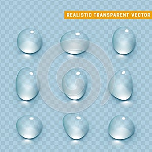 Water drops realistic set elements design