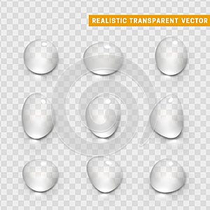 Water drops realistic set elements design