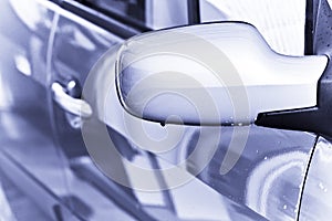 Water drops on rear mirror