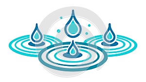 Water Drops Ripples - Purity Refreshment Icon, vector design Generative AI
