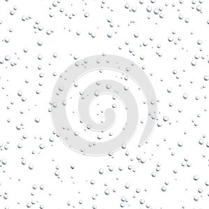 Water drops seamless pattern isolated on white background. Rain drops. Realistic bubbles on white background. Vector
