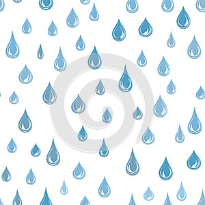 Water drops seamless pattern. Raindrop background. Rain texture