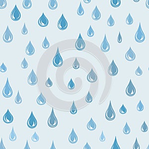 Water drops seamless pattern. Raindrop background. Rain texture