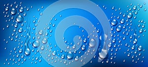 Water drops in shower or pool, condensate or rain droplets realistic transparent vector illustration, easy to put over any