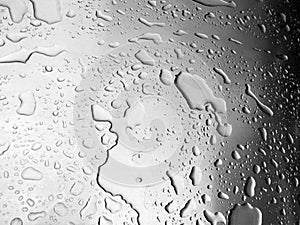 Water drops on silver surface