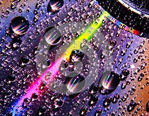 Water drops on surface of compact disc