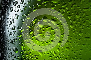 Water drops texture on the bottle of beer