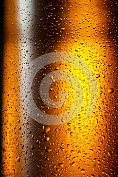 Water drops texture on the bottle of beer