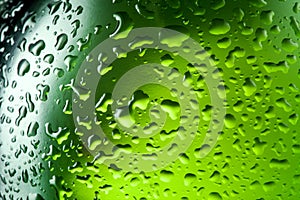 Water drops texture on the bottle of beer. Abstract background