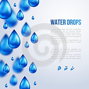 Water Drops. Vector illustration. Rainy day.