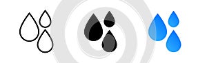 Water drops vector logo icon droplet symbol clean blue rain liquid water icon.