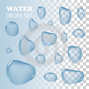 Water drops. Vector objects. Rain on background.