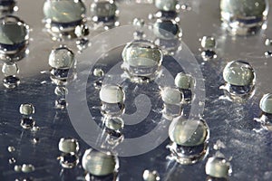 Water Drops on Waxed Glass