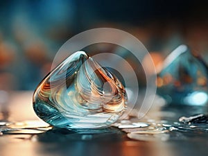 Water drops on a wet glass surface