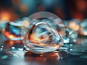 Water drops on a wet glass surface