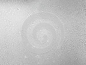 Water drops on white background texture. backdrop glass covered with drops of water