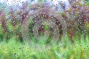 Water drops on window glass