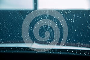 Water drops on windshield