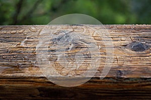 Water drops on a wooden surface