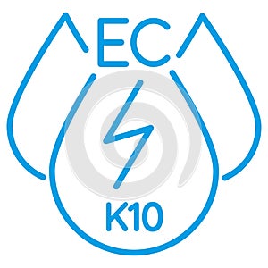 Water Electrical Conductivity EC, k10 calibration. Liquid drop outline pictogram