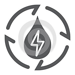 Water energy glyph icon, ecology and energy