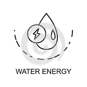 water energy outline icon. Element of enviroment protection icon with name for mobile concept and web apps. Thin line water energy