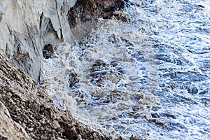 Water erosion at a cliff coast