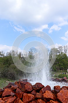 Water erupting out of Andernach geyser