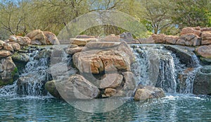 Water fall at Anthem in the Sonoran Desert, Maricopa County, Arizona USA