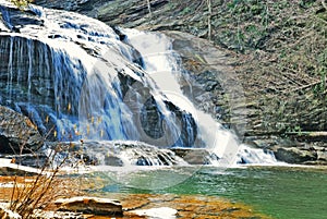 Water Fall With Green Basin