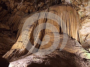 The water fall, rock formation at Luray Caverns Virginia