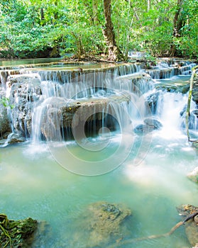Water fall in spring season, at National Park Kanjanaburi