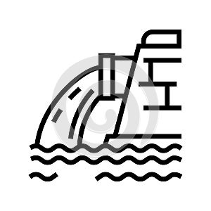 water falling from drainage pipe line icon vector illustration