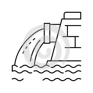 water falling from drainage pipe line icon vector illustration