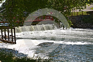 Water falling over a dam