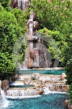 Water Falls with Green Vegetation