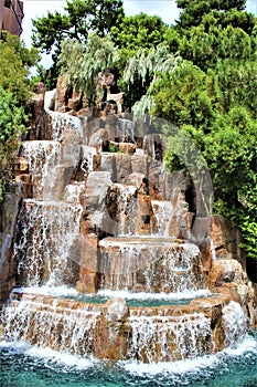 Water Falls with Green Vegetation