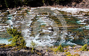 water falls and rapids of Bow river in Banff, Alberta