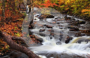 Water falls in rural Quebec in autumn time