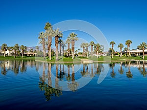 Water features at a golf course at the JW Marriott Desert Springs