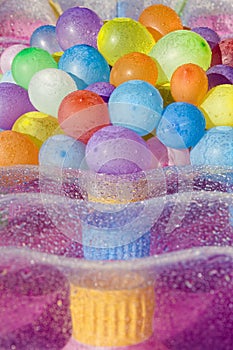 Water filled colored balloons