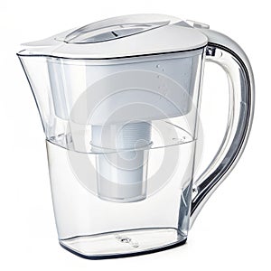 Water filter pitcher with handle isolated on white background