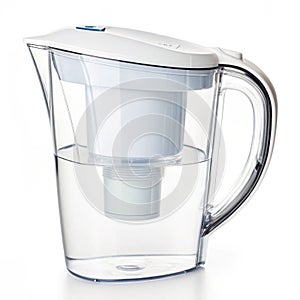 Water filter pitcher with handle isolated on white background